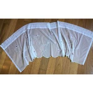 Vintage Lace Valance Embroidered  54” wide x 17.5” long White